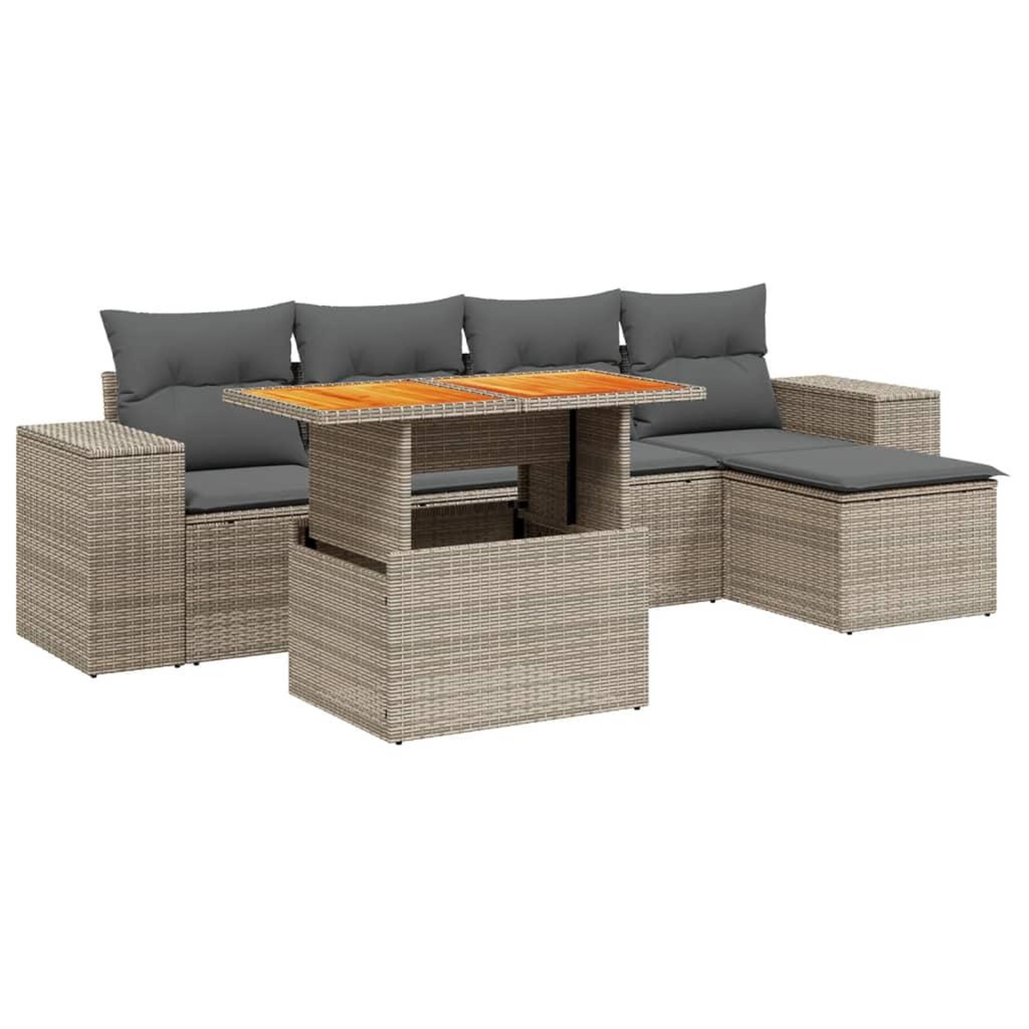 Voir la diapositive 2 : VIDAXL Salon de jardin 6 pcs avec coussins gris resine tressee