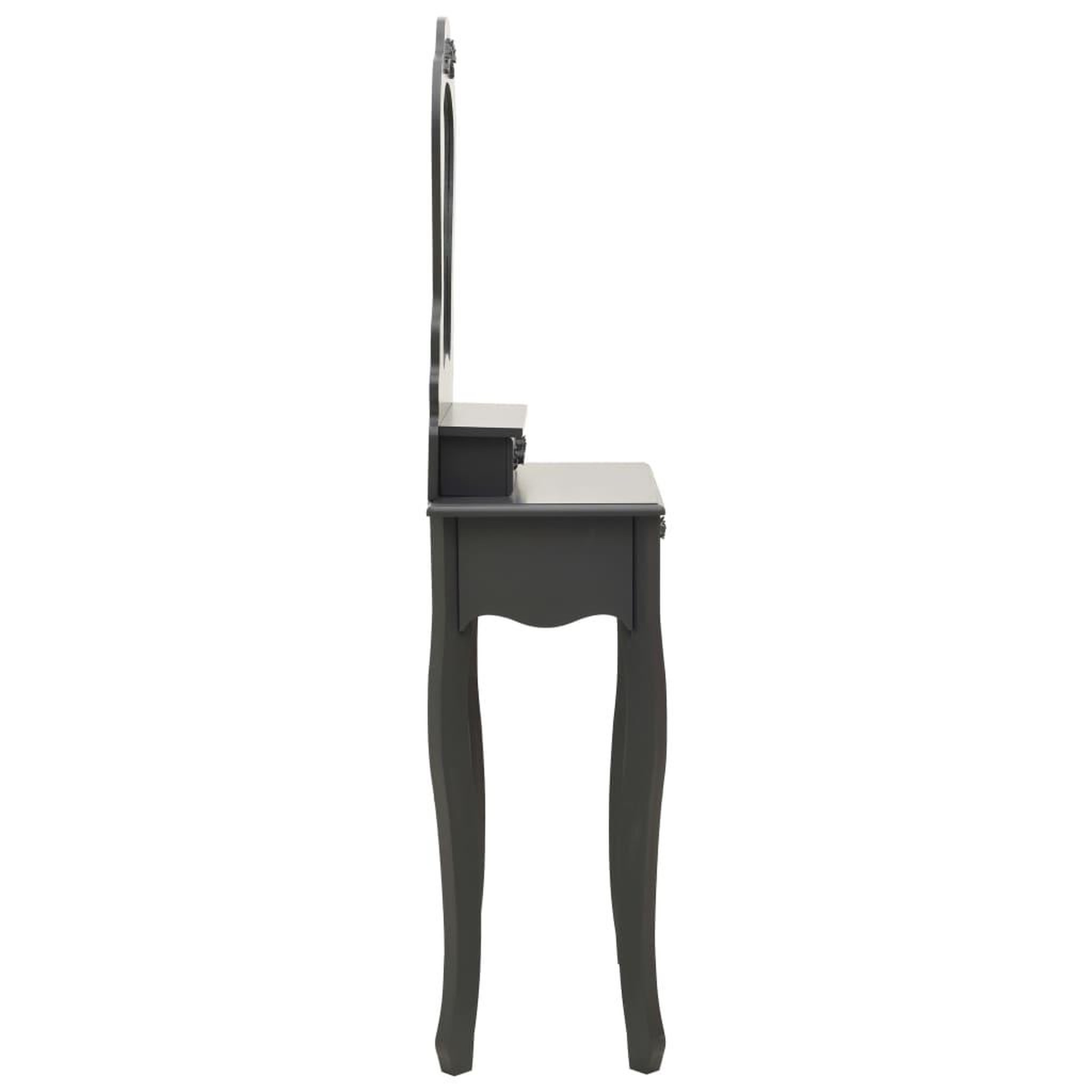 Voir la diapositive 4 : VIDAXL Ensemble de coiffeuse avec tabouret Gris 50x59x136 cm Paulownia