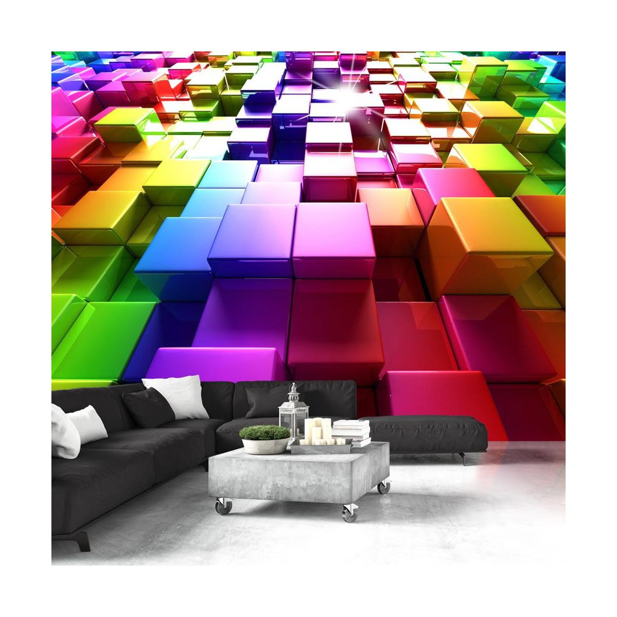 Voir la diapositive 1 : Paris Prix Papier Peint  Colored Cubes