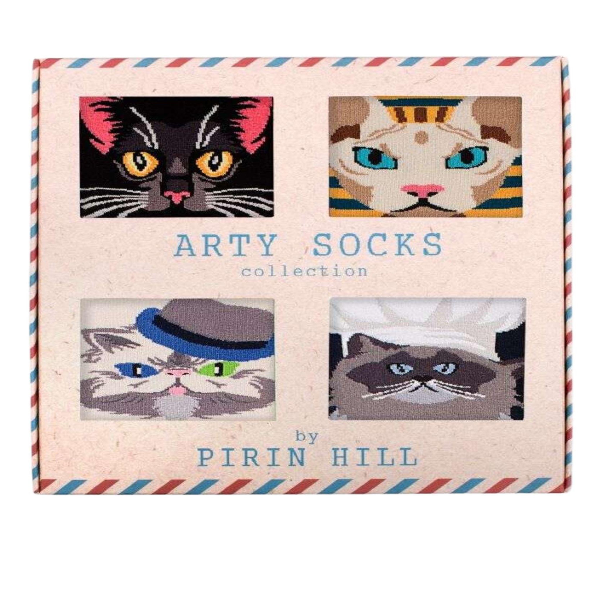 Voir la diapositive 2 : PIRIN HILL Coffret de 4 paires de chaussettes arty chats