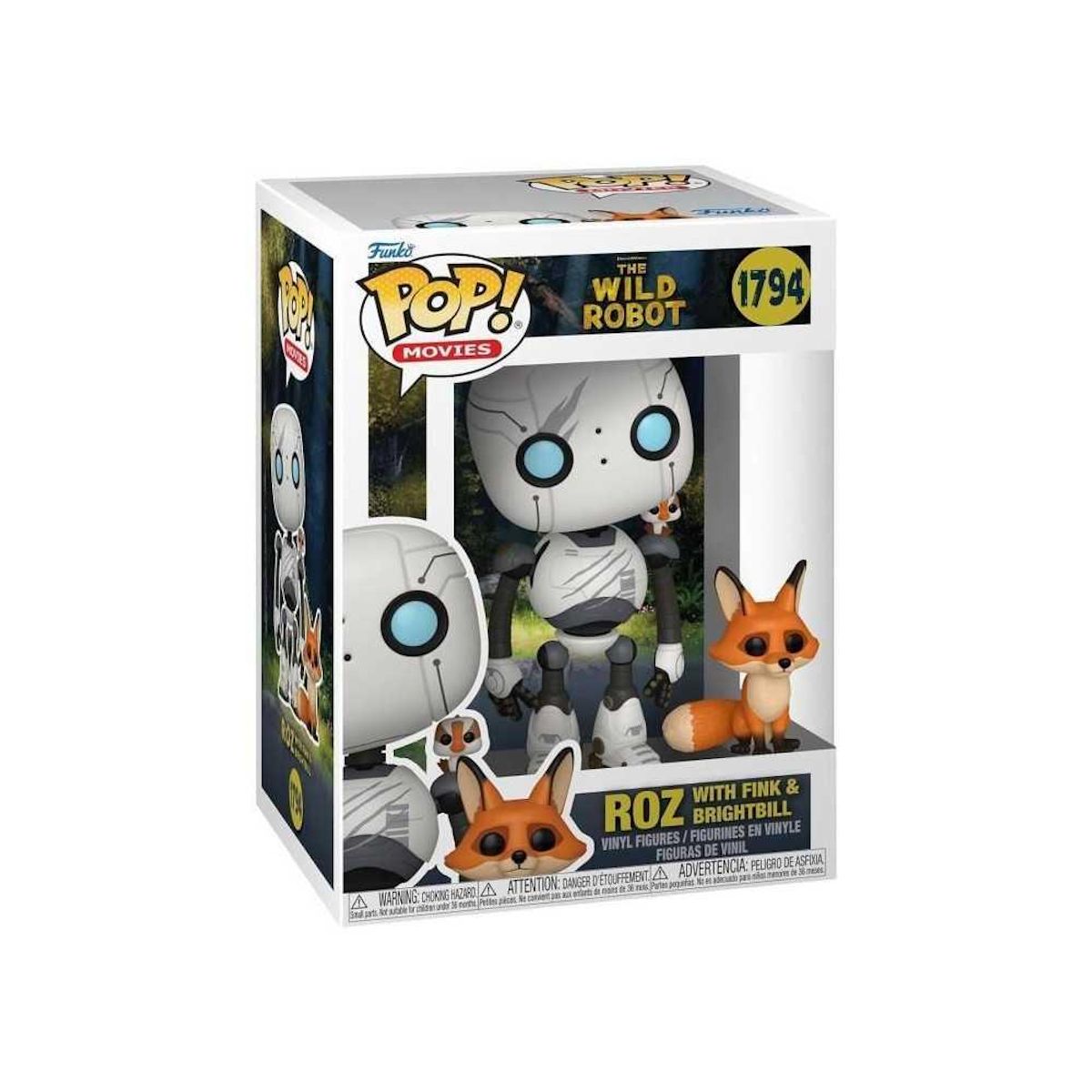 Funko Figurine Funko Pop! - The Wild Robot - Roz avec Joli-Bec & Escobar - Vinyle 10 cm - Détails soignés