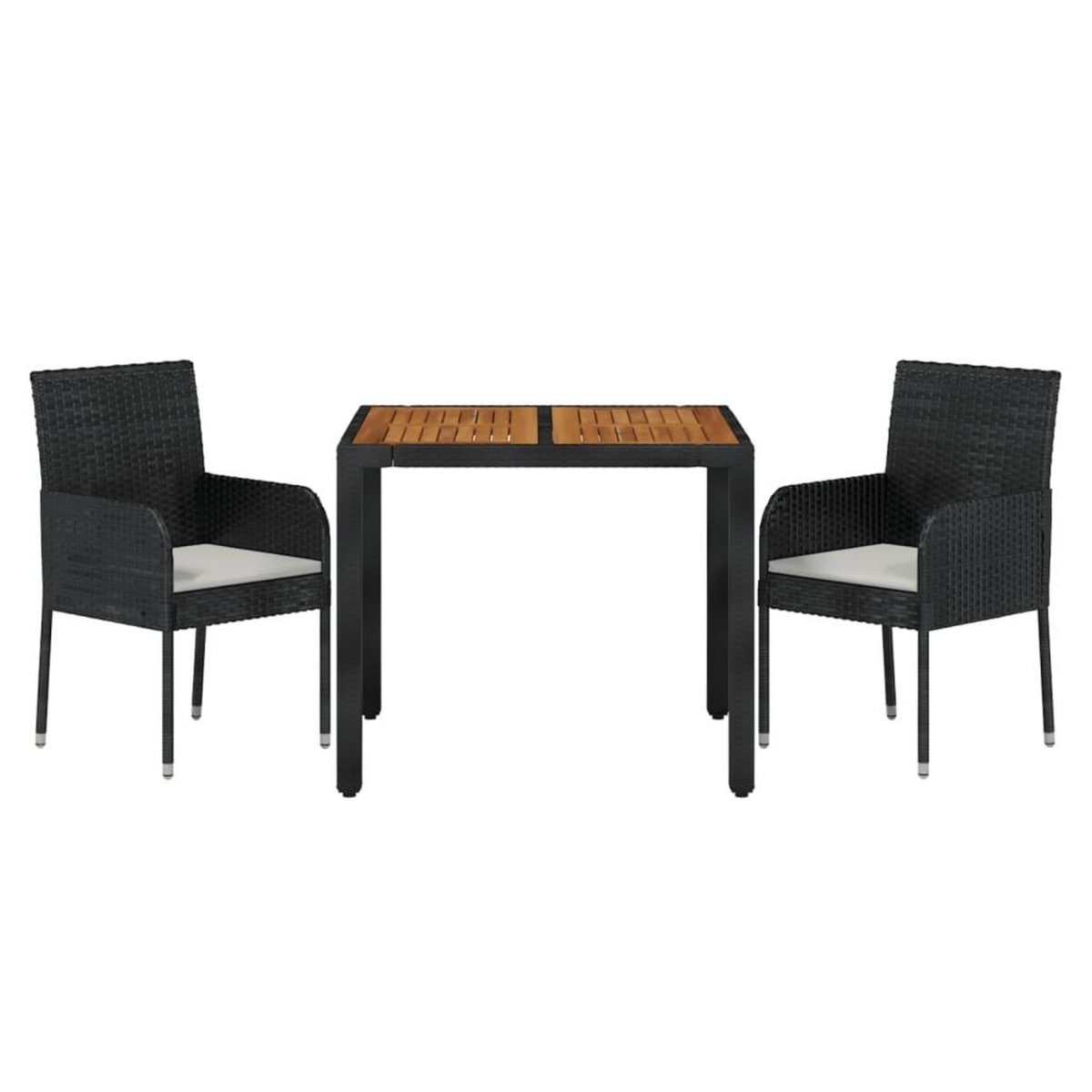 VIDAXL Ensemble a manger de jardin avec coussins 3 pcs Noir