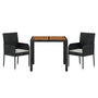 Voir la diapositive 3 : VIDAXL Ensemble a manger de jardin avec coussins 3 pcs Noir