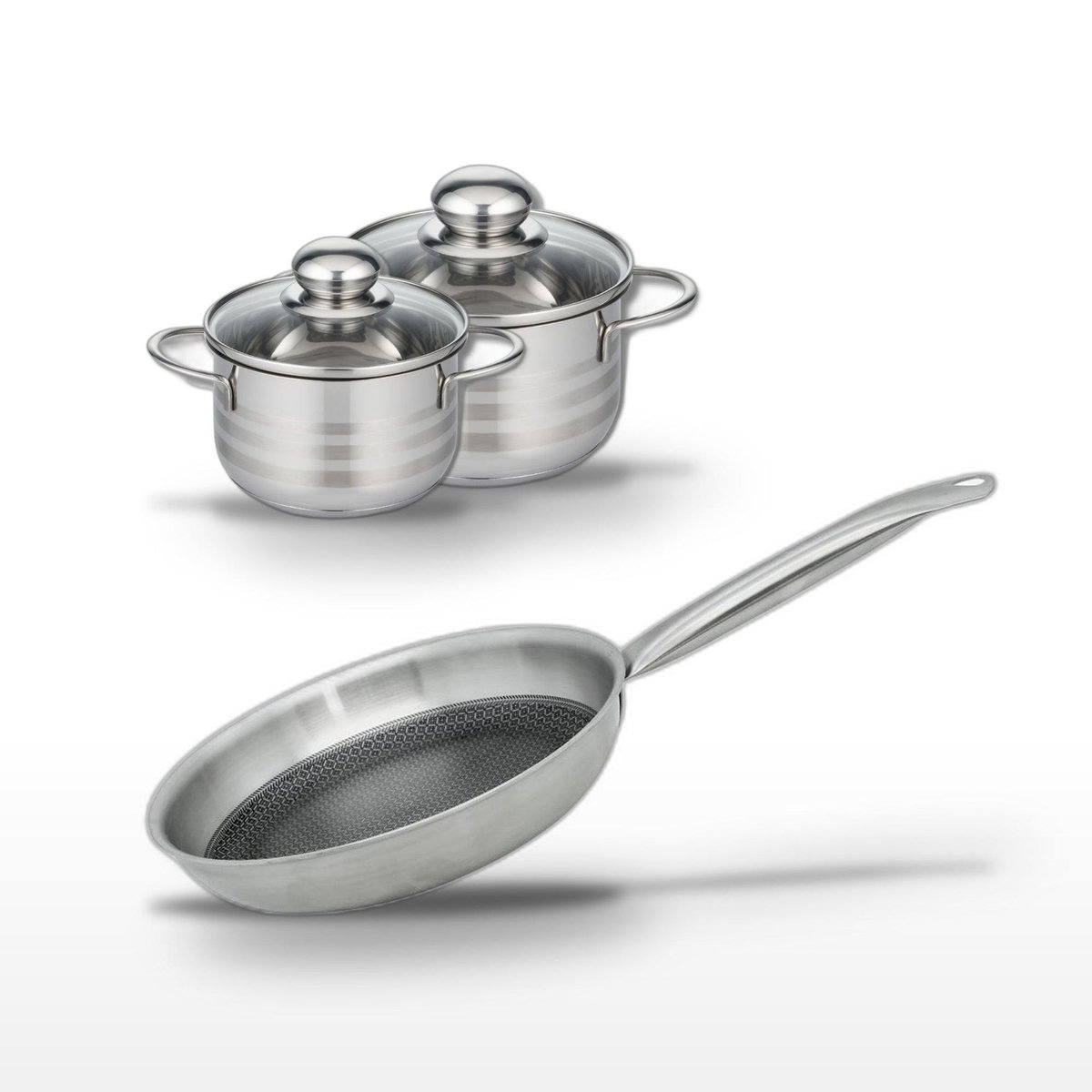 ELO Lot Poêle 24cm et 2 Faitouts 14/16cm Elo Relief Solution