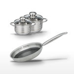 ELO Lot Poêle 24cm et 2 Faitouts 14/16cm Elo Relief Solution