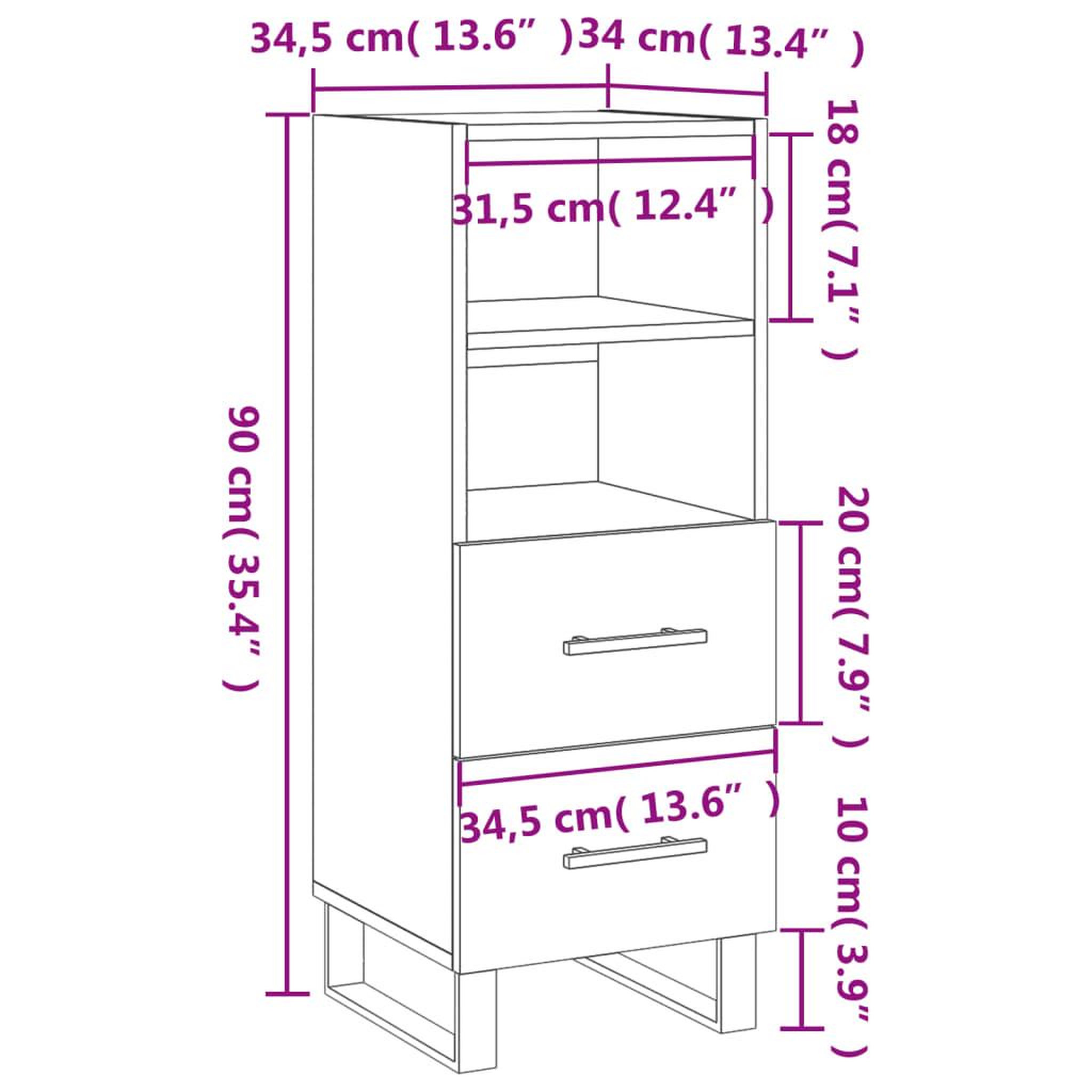 Voir la diapositive 6 : VIDAXL Buffet Blanc brillant 34,5x34x90 cm Bois d'ingenierie