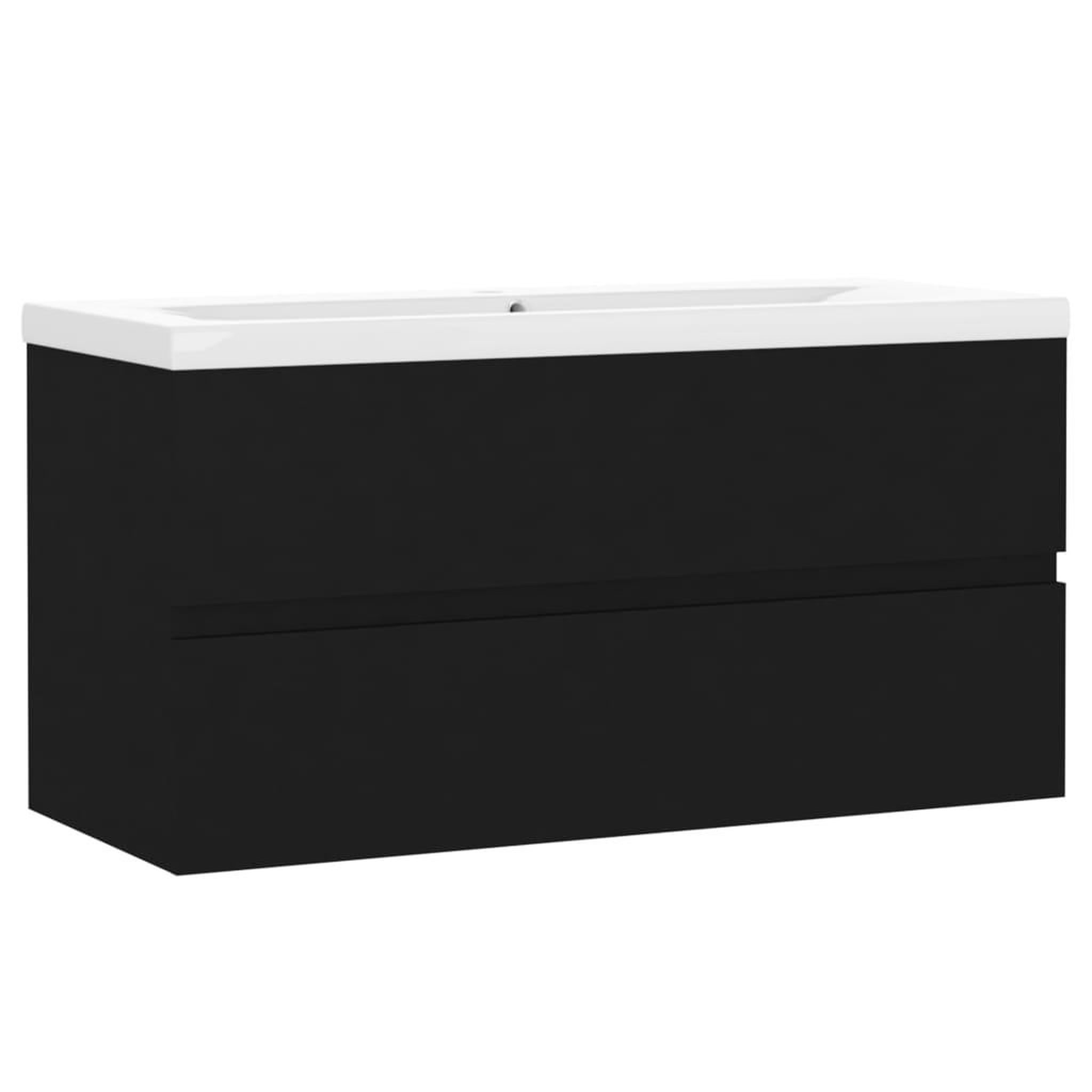 Voir la diapositive 2 : VIDAXL Armoire d'evier avec lavabo integre Noir Bois d'ingenierie