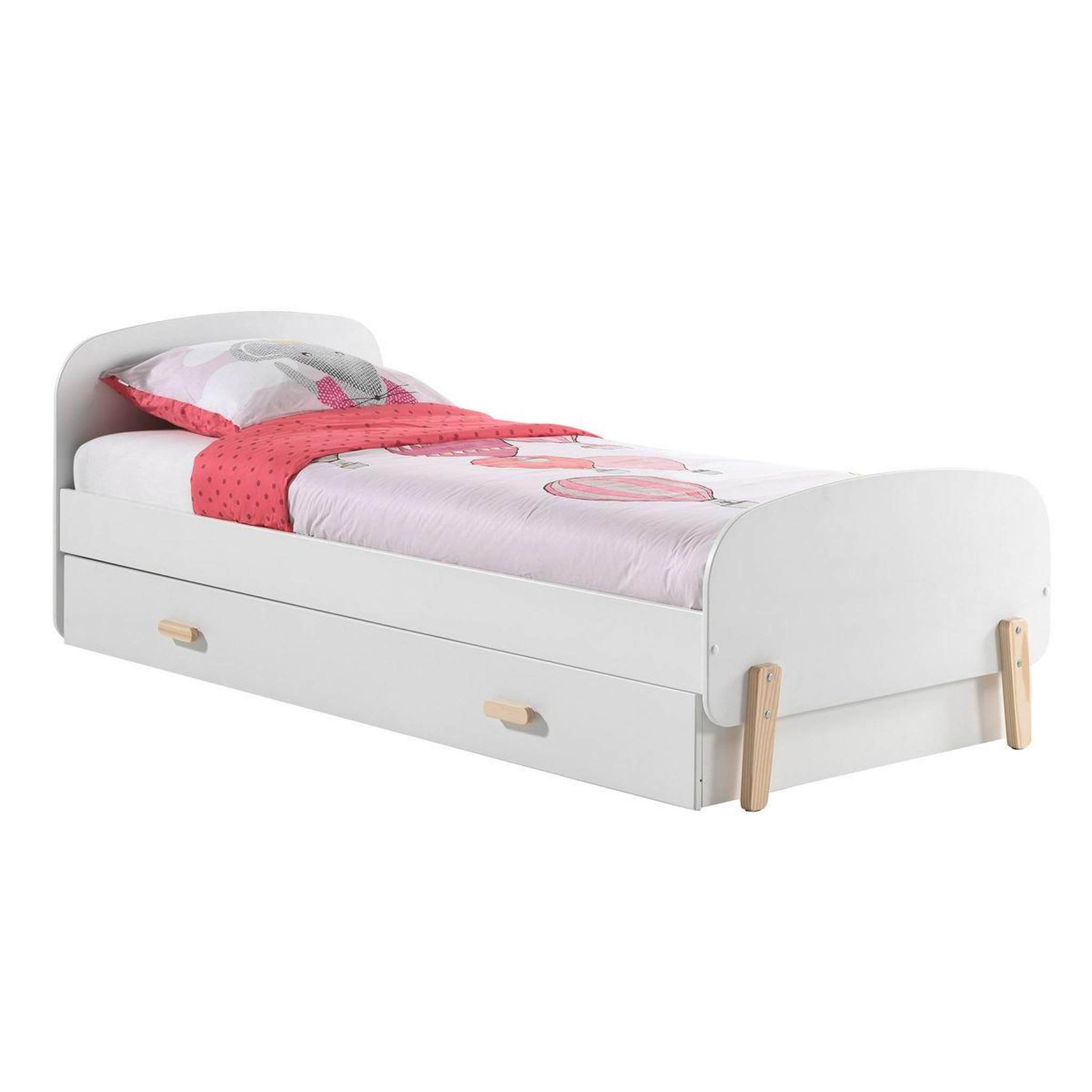 Paris Prix Lit enfant avec tiroir  kiddy  90x200cm blanc & naturel