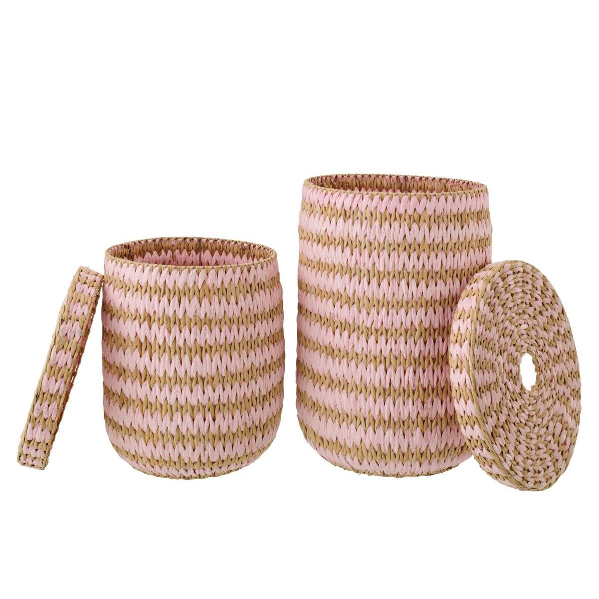 Voir la diapositive 5 : J-LINE Lot de 2 paniers de rangement  carson  60cm naturel & rose