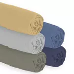 Drap housse unie en coton . Coloris disponibles : Vert, Jaune, Bleu, Gris