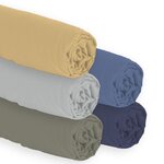 Drap housse unie en coton . Coloris disponibles : Jaune, Gris, Bleu, Vert