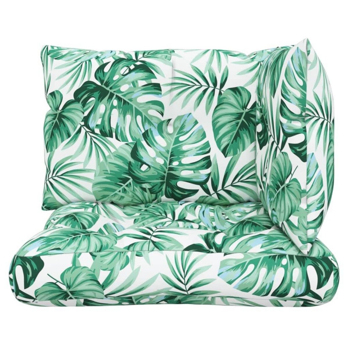 VIDAXL Coussins de palette lot de 3 motif de feuilles tissu