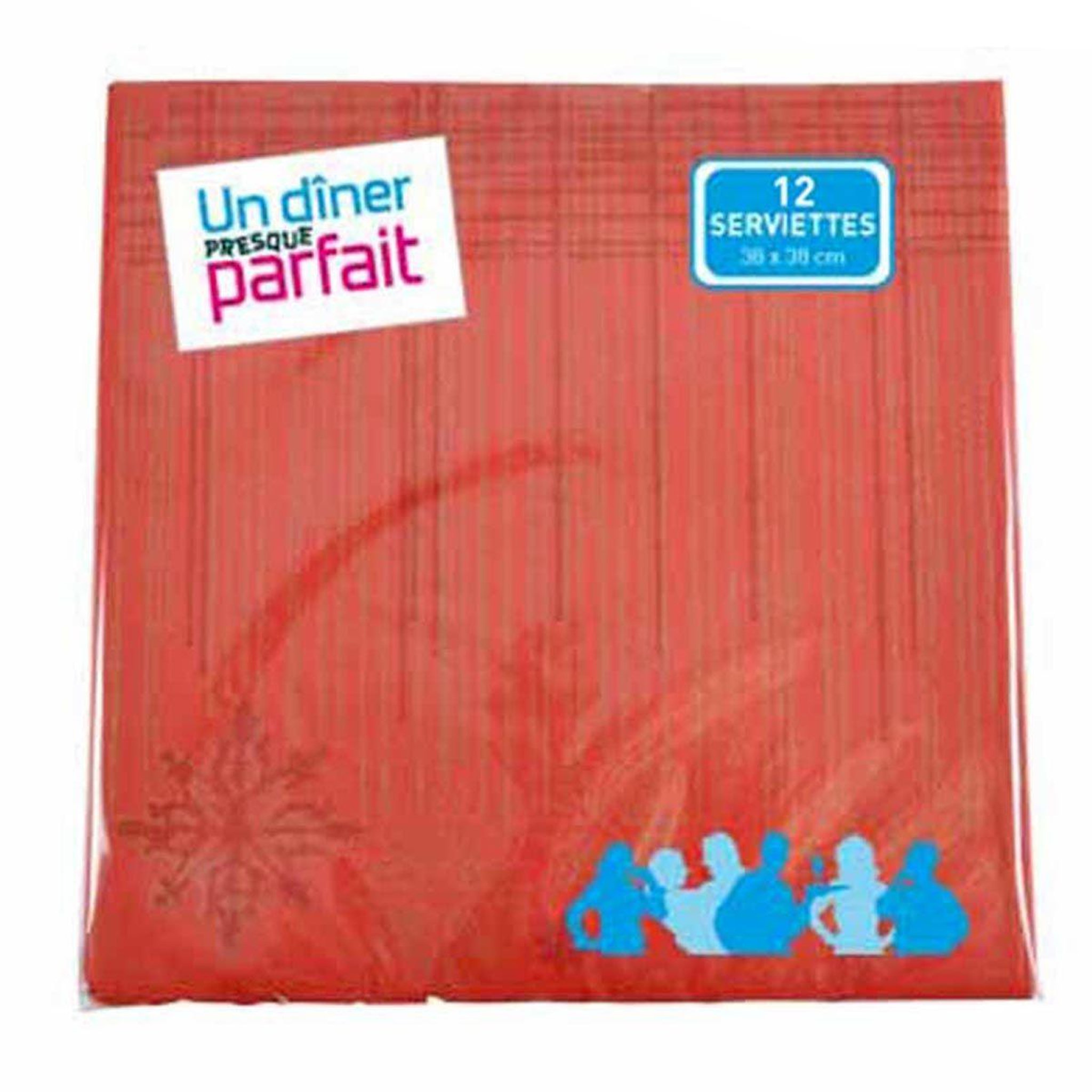 HOMEA Lot de 12 Serviettes Effet Tissu  Flocons  40x40cm Rouge
