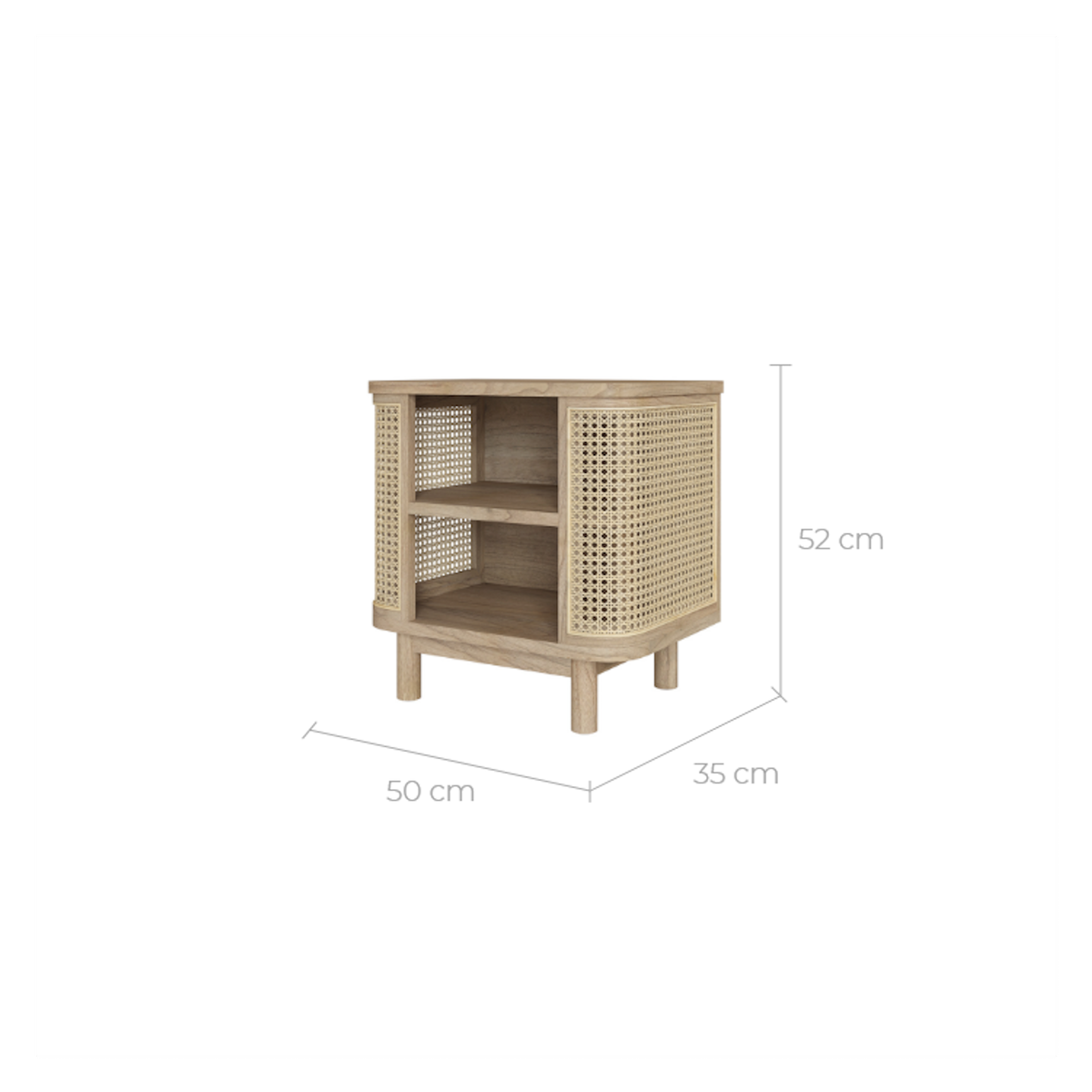 Rendez vous déco Table de chevet en bois massif et cannage-Antik