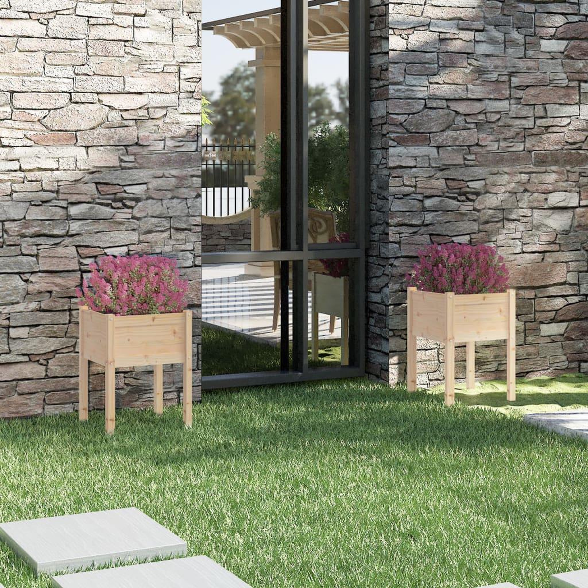 Voir la diapositive 1 : VIDAXL Jardinieres d'exterieur 2 pcs 50x50x70 cm bois de pin massif