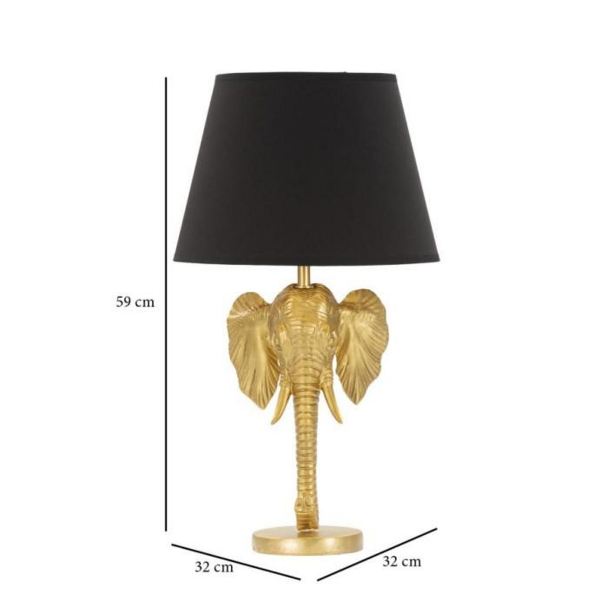 Paris Prix Lampe à Poser Design  Elephant  59cm Or & Noir