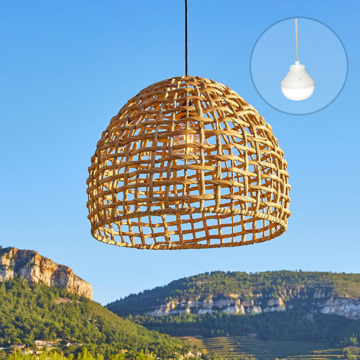 Lumisky Suspension d'extérieur nomade AMADEO Beige Jonc de mer D50CM