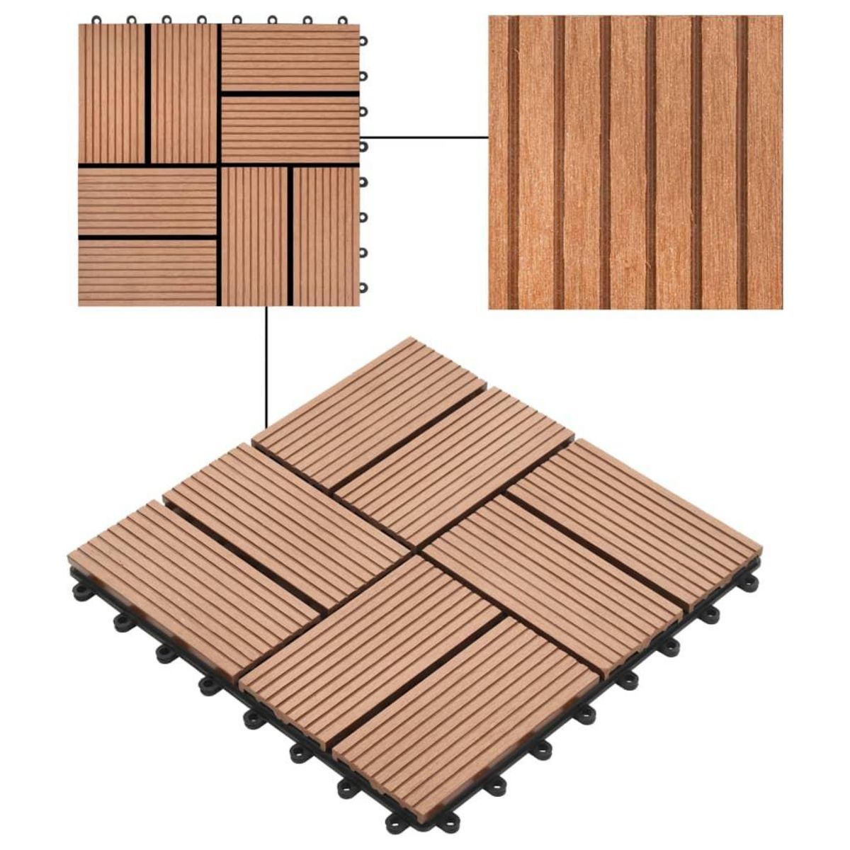 VIDAXL Carreaux de terrasse 22 pcs 30 x 30 cm 2 m^2 WPC Marron