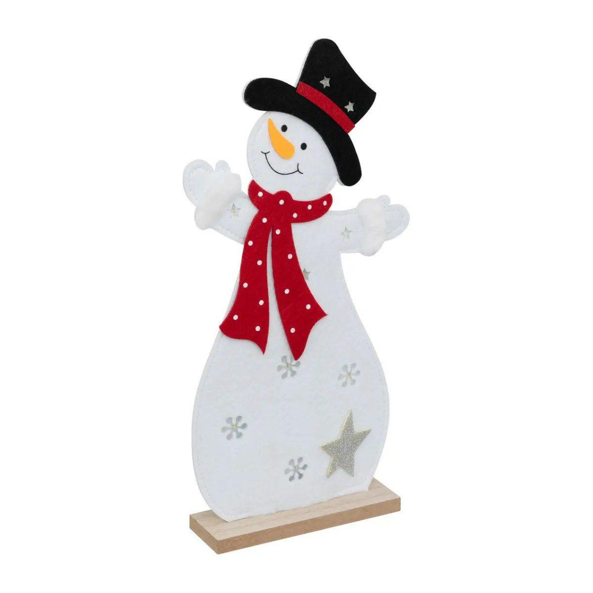 ATMOSPHERA Bonhomme de neige feutrine  led  37cm blanc