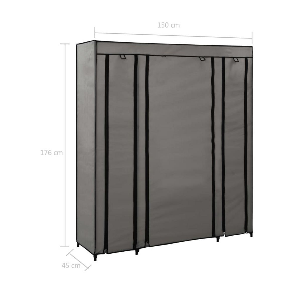 VIDAXL Armoire avec compartiments et tiges Gris 150x45x176 cm Tissu
