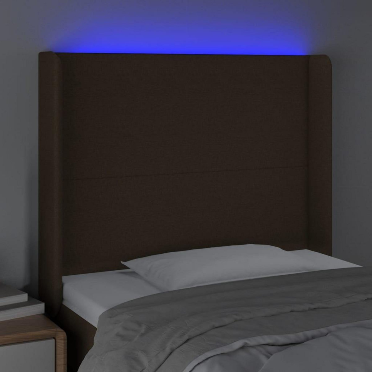 VIDAXL Tete de lit a LED Marron fonce 103x16x118/128 cm Tissu