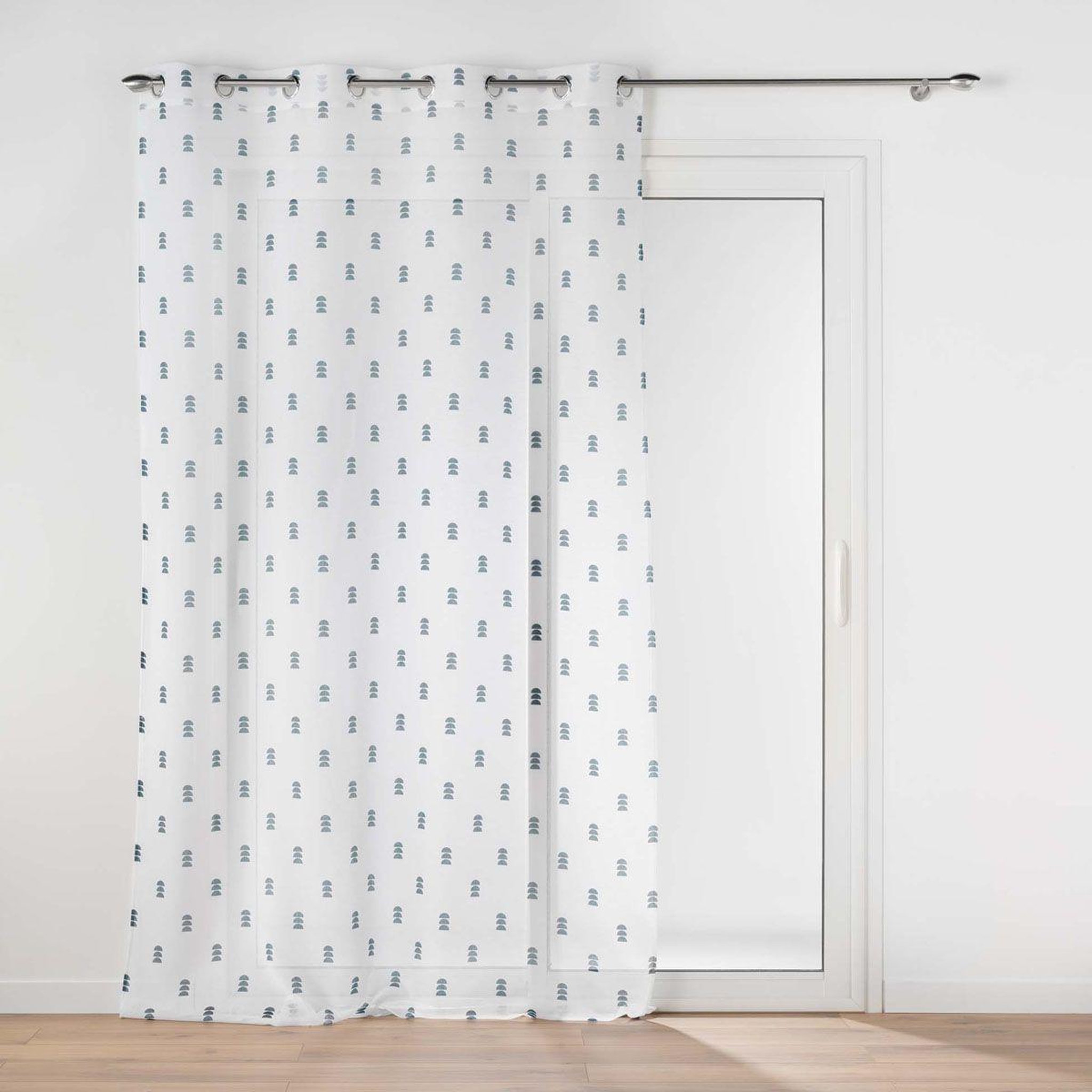 Douceur d'Intérieur Rideau voilage à œillets  geokid  140x240cm bleu pétrole