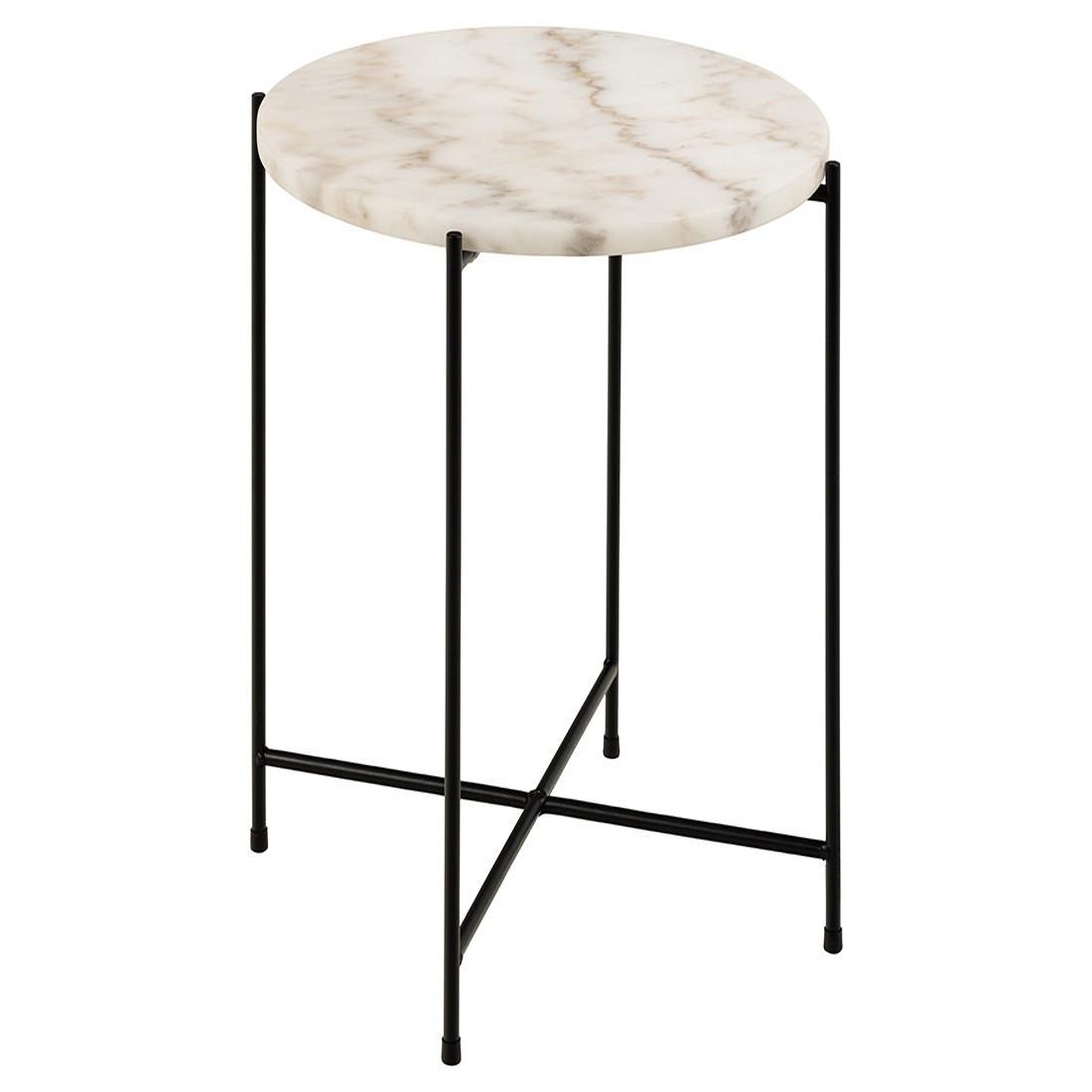 Voir la diapositive 2 : LISA DESIGN Ezaro - table basse ronde - 42 cm - plateau en marbre - pieds en acier