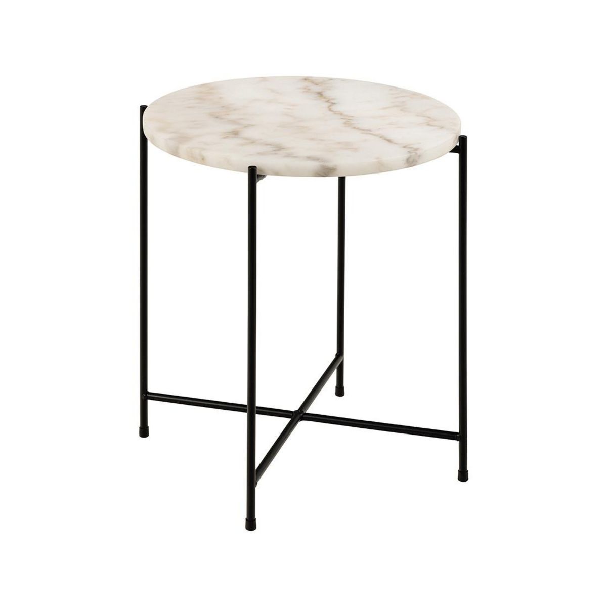 LISA DESIGN Ezaro - table basse ronde - 42 cm - plateau en marbre - pieds en acier