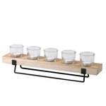 URBAN LIVING Bougeoir avec support en bois et pied métal Natural Living - Noir