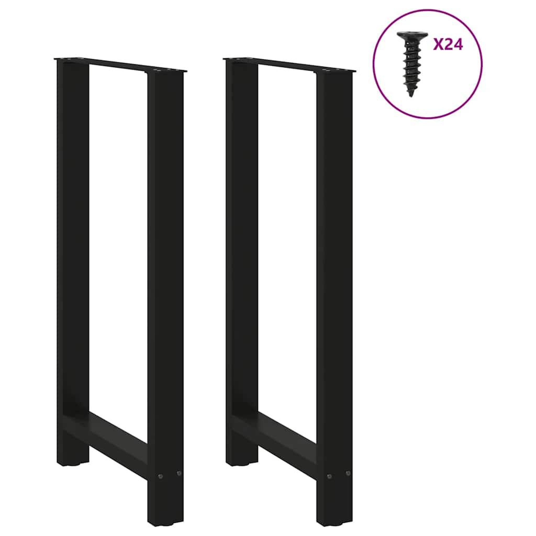 Voir la diapositive 3 : VIDAXL Pieds de table basse noir 2 pcs 60x(110-111) cm acier