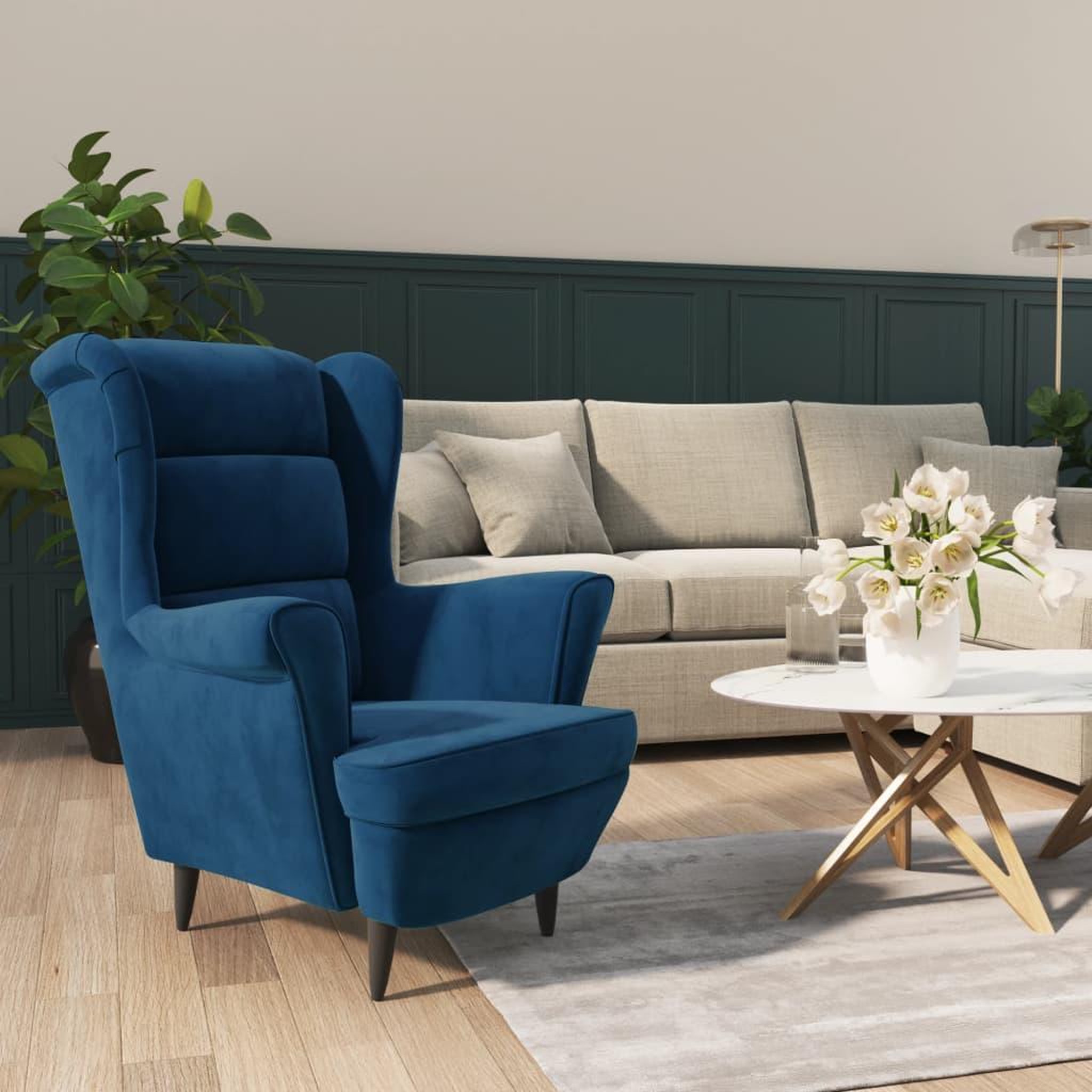 Voir la diapositive 1 : VIDAXL Fauteuil bleu velours