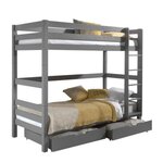 Paris Prix Pack - Lit Superposé Enfant & 2 Tiroirs  Pino III  Gris