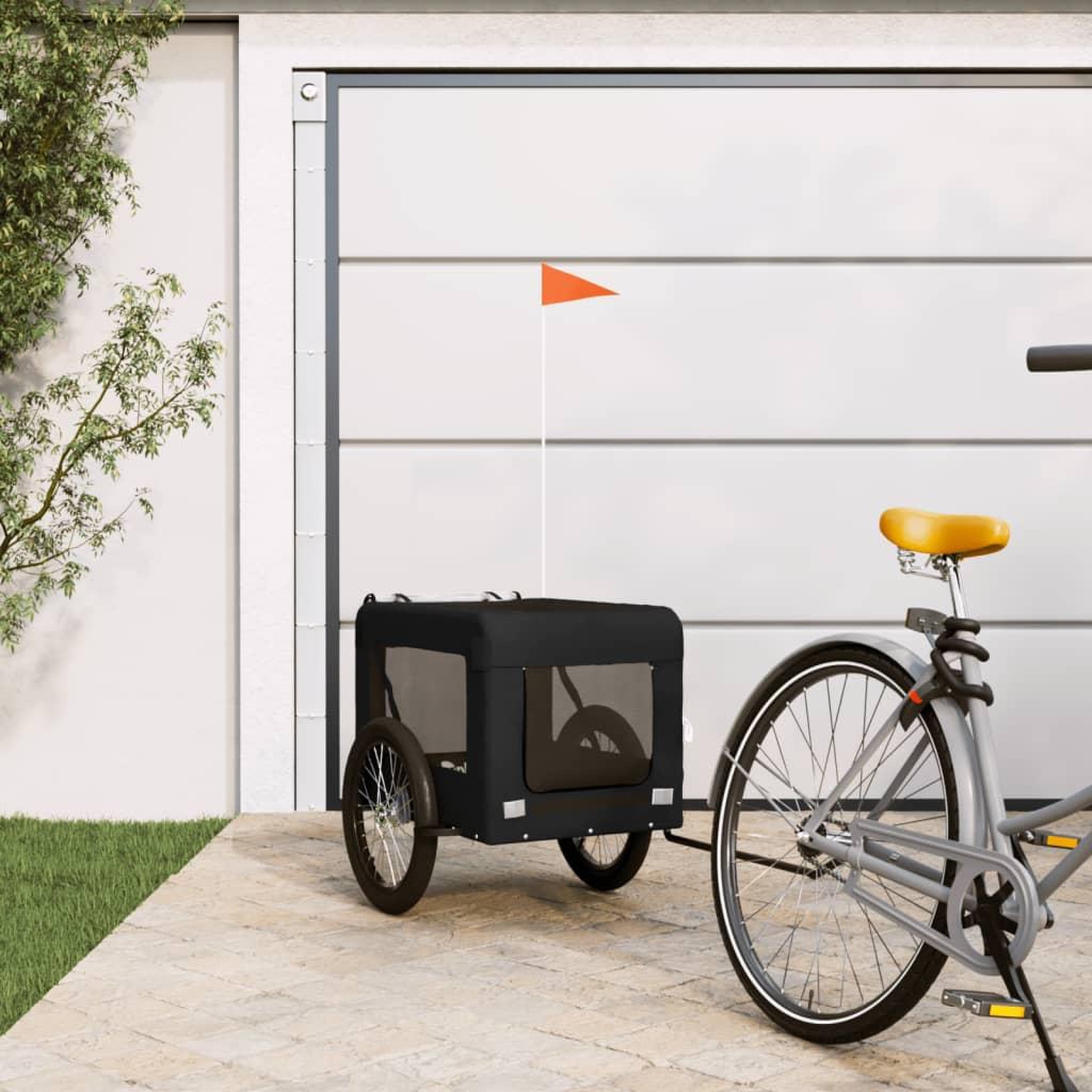 VIDAXL Remorque de velo pour animaux de compagnie noir