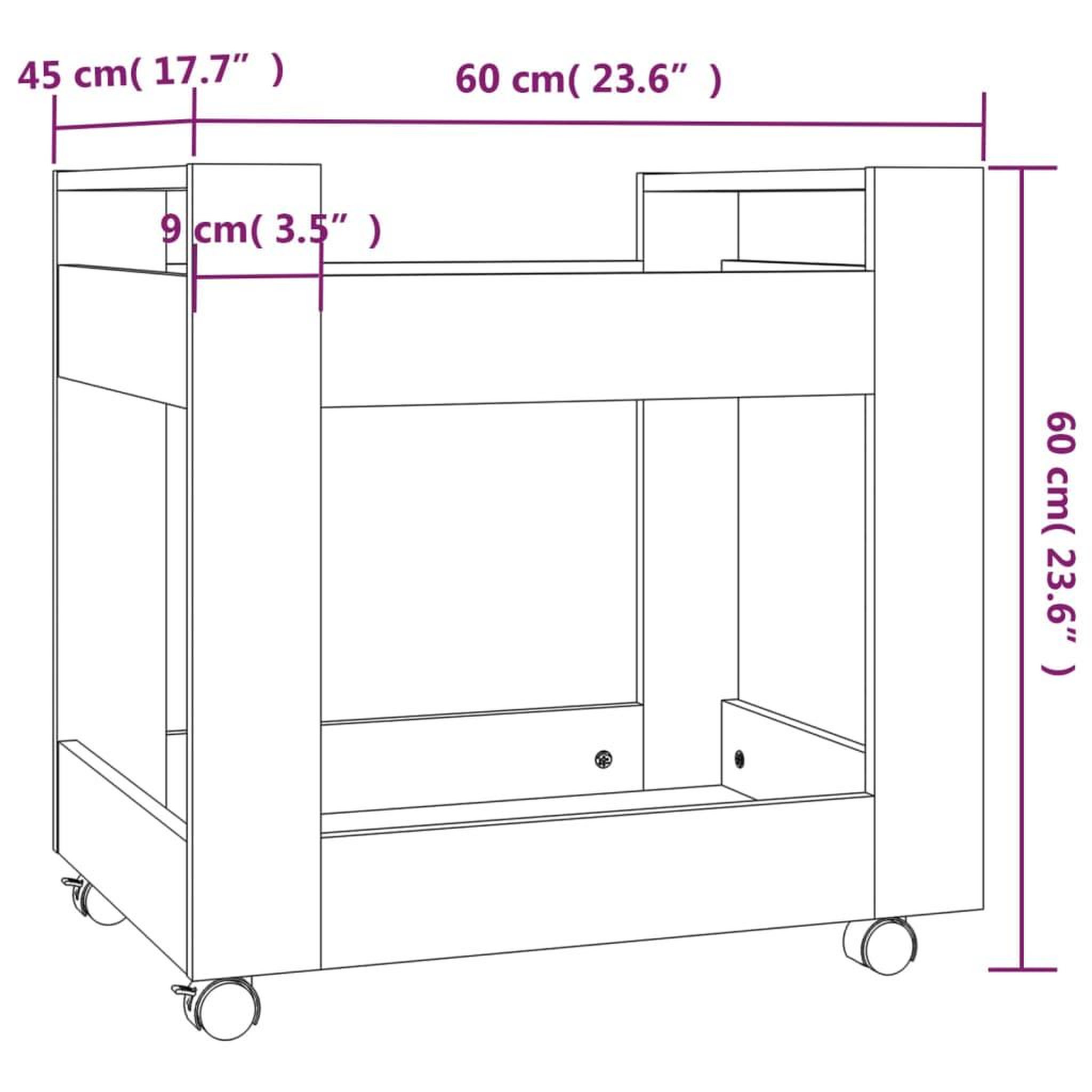 Voir la diapositive 6 : VIDAXL Chariot de bureau Chene marron 60x45x60 cm Bois d'ingenierie
