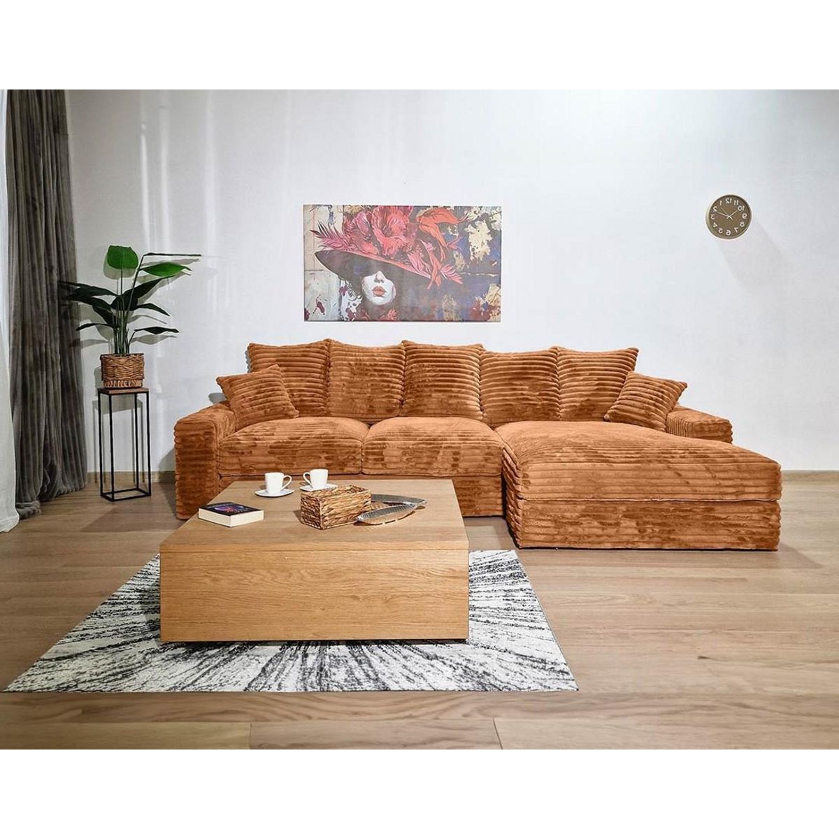 LISA DESIGN Andy - canapé d'angle droit 5 places en fausse fourrure côtelée