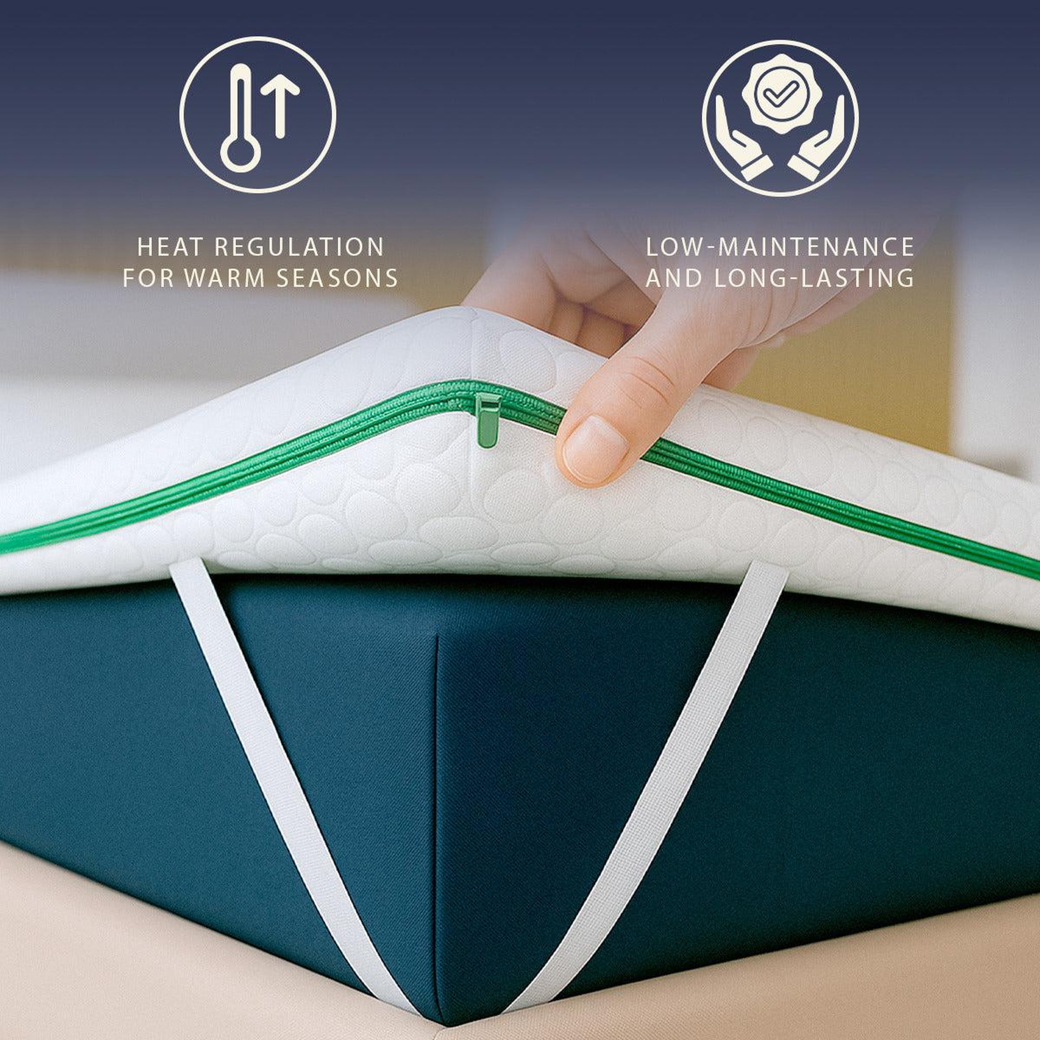 Voir la diapositive 3 : THE WHITE STONE Surmatelas 80x190 en Mémoire de Forme Breeze à 9 Zones Différenciées | Hauteur 5 cm | Correcteur de Matelas Ergonomique & Déhoussable | Tissu Polar Hypoallergénique & Rafraîchissant | Made in Italy