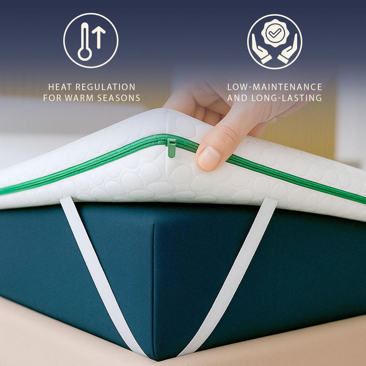 THE WHITE STONE Surmatelas 80x190 en Mémoire de Forme Breeze à 9 Zones Différenciées | Hauteur 5 cm | Correcteur de Matelas Ergonomique & Déhoussable | Tissu Polar Hypoallergénique & Rafraîchissant | Made in Italy