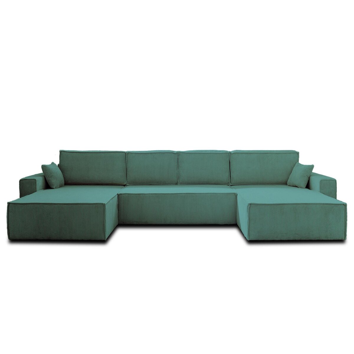 BEST MOBILIER Dellia - canapé panoramique en u - 7 places - convertible - avec coffre - en velours côtelé