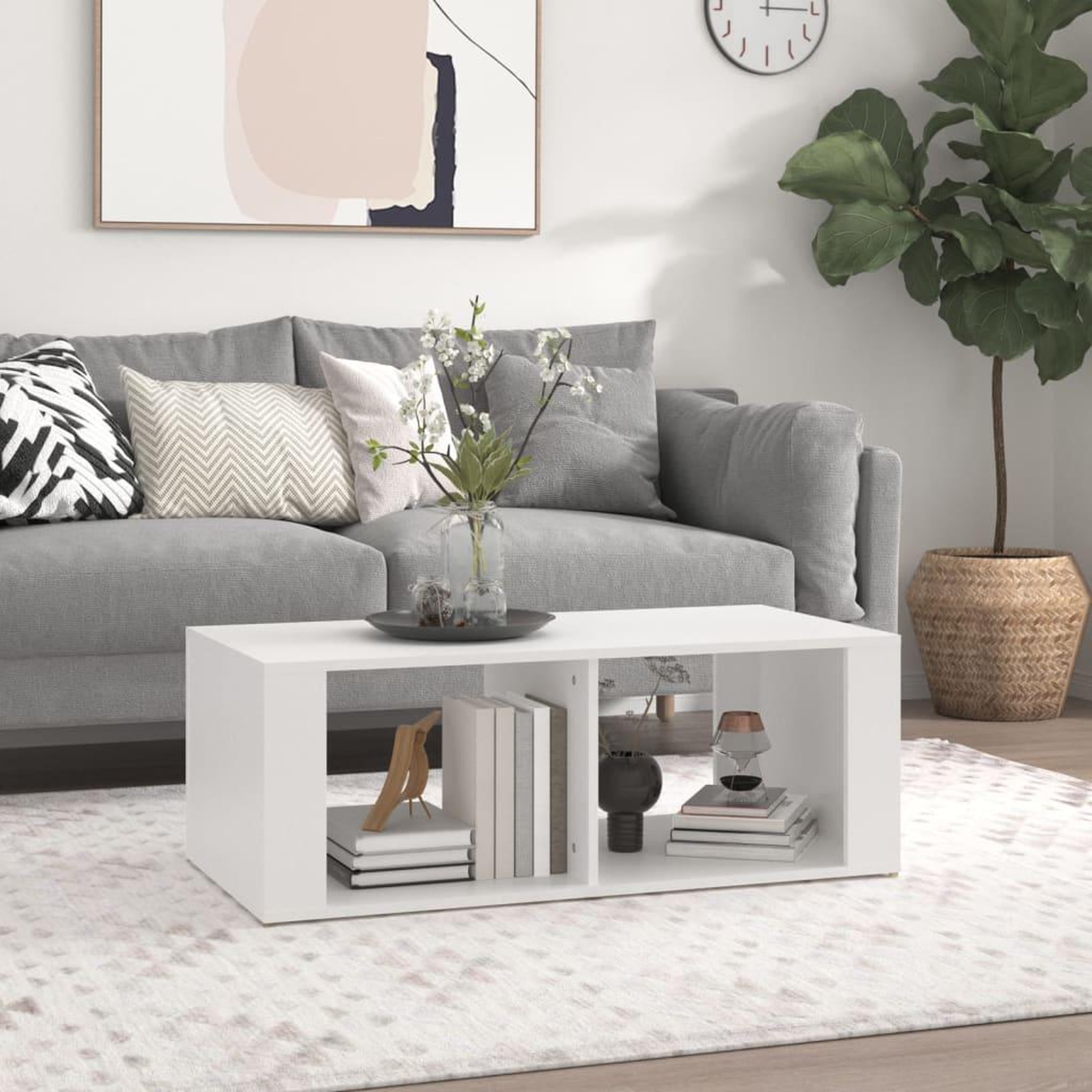 Voir la diapositive 1 : VIDAXL Table basse Blanc 100x50x36 cm Bois d'ingenierie
