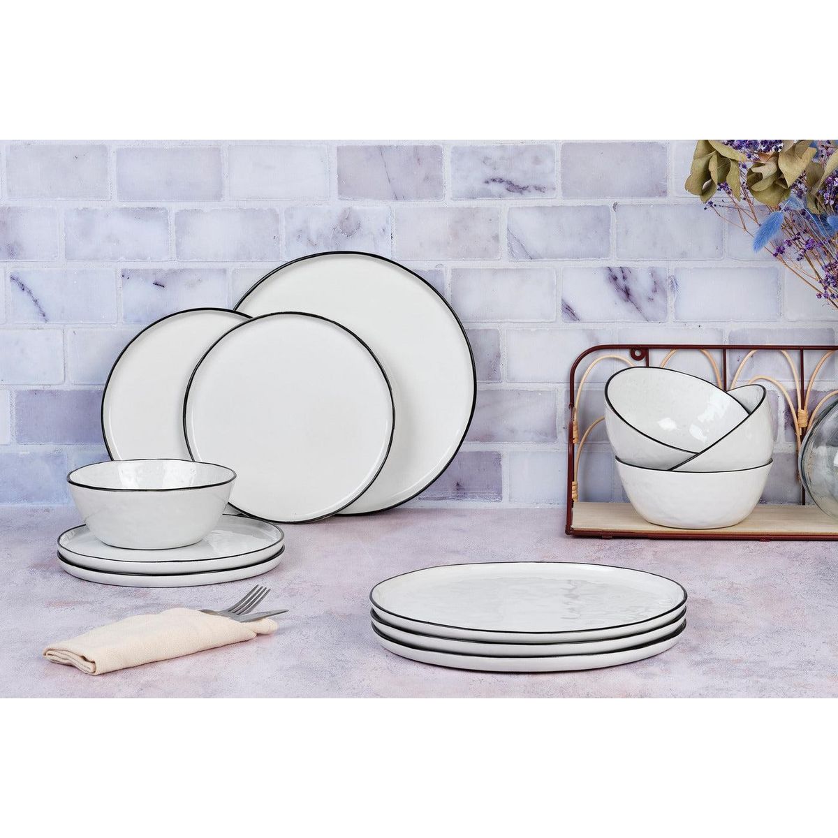 BJORN Service Les Essentiels PURE - 12 pièces - Blanc Neige