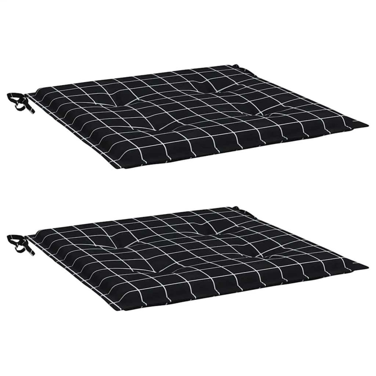 VIDAXL Coussins de chaise de jardin lot de 2 motif a carreaux noir