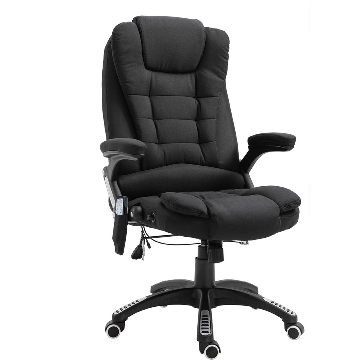 HOMCOM Fauteuil de bureau direction massant chauffant hauteur réglable dossier inclinable toile de lin noir
