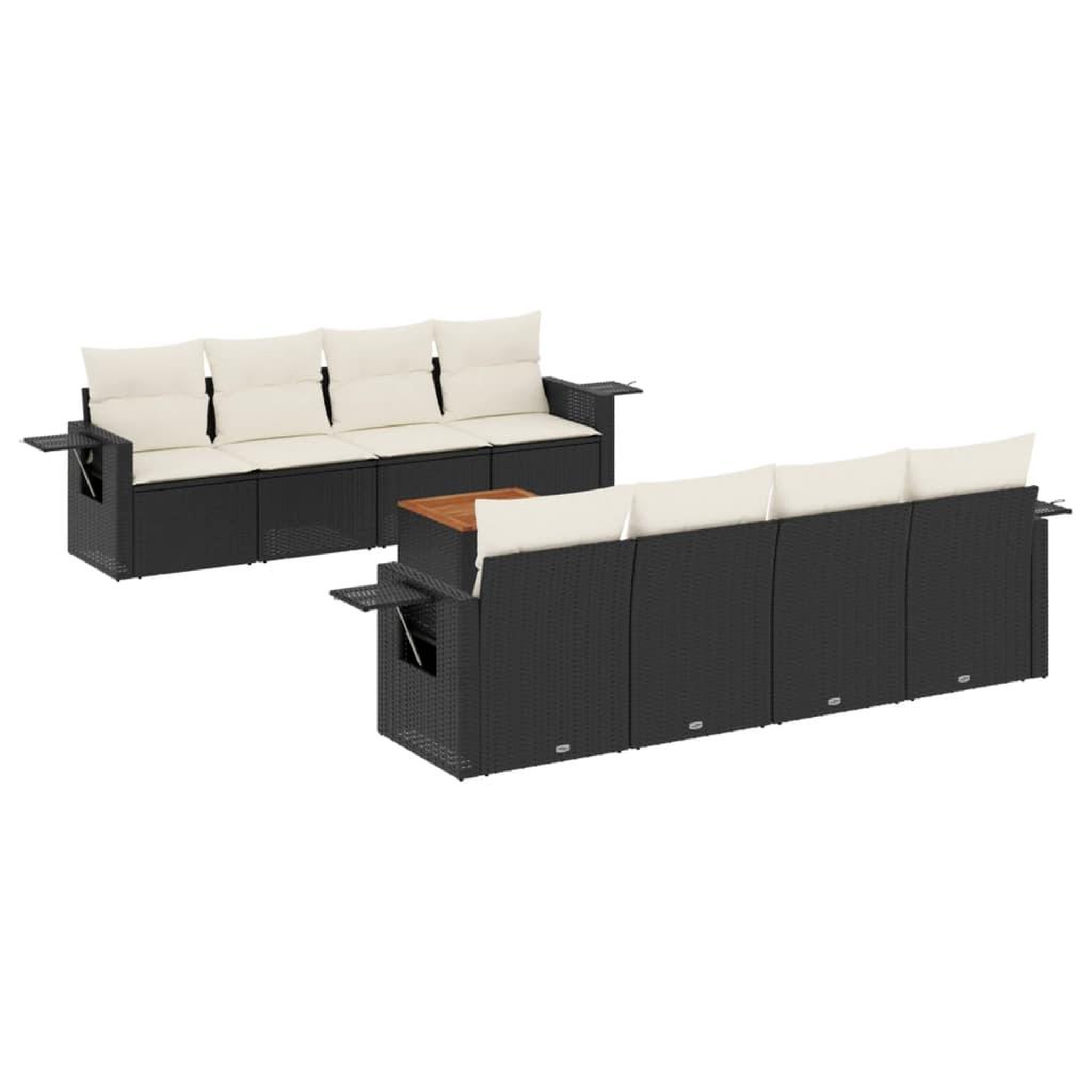 Voir la diapositive 2 : VIDAXL Salon de jardin 9 pcs avec coussins noir resine tressee