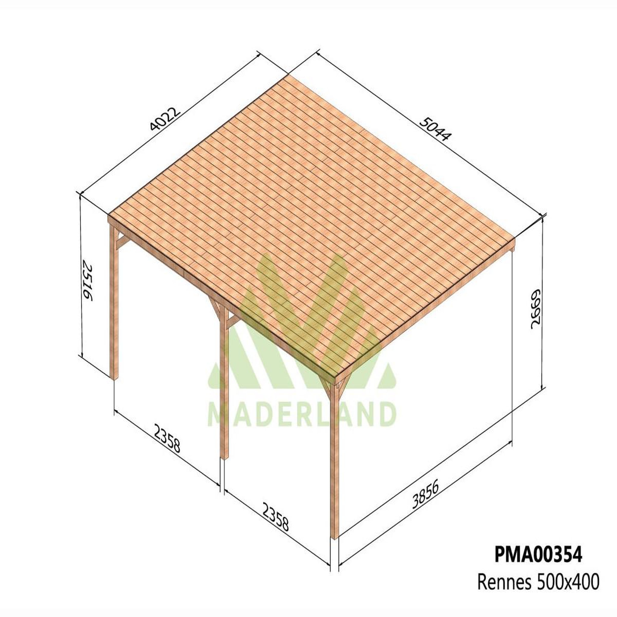 Voir la diapositive 2 : JARDIDECO Pergola adossée en bois rennes 500 x 400 cm- maderland