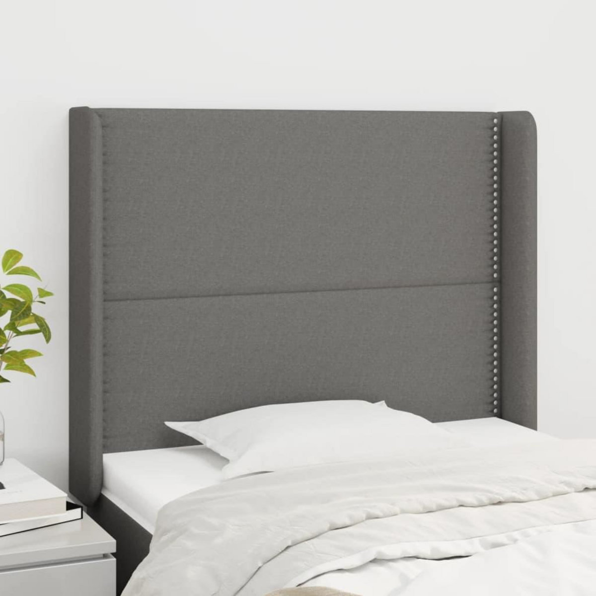 VIDAXL Tete de lit avec oreilles Gris fonce 83x16x118/128 cm Tissu