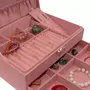 SLOYA Grande boîte à bijoux velours rose pêche