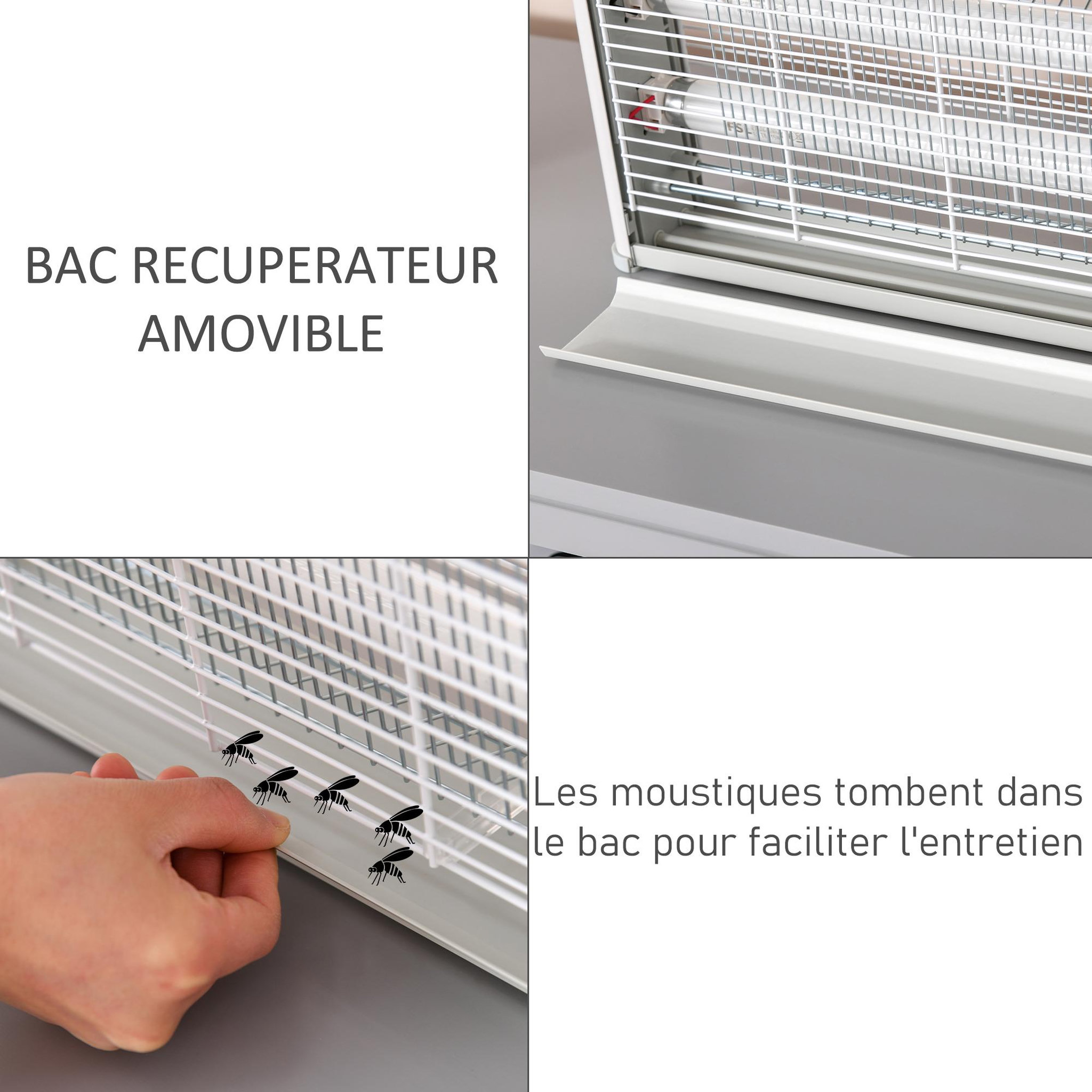 Voir la diapositive 5 : OUTSUNNY Outsunny Lampe UV anti-insectes anti moustique tue mouche électrique destructeur d'insectes 30 W gris