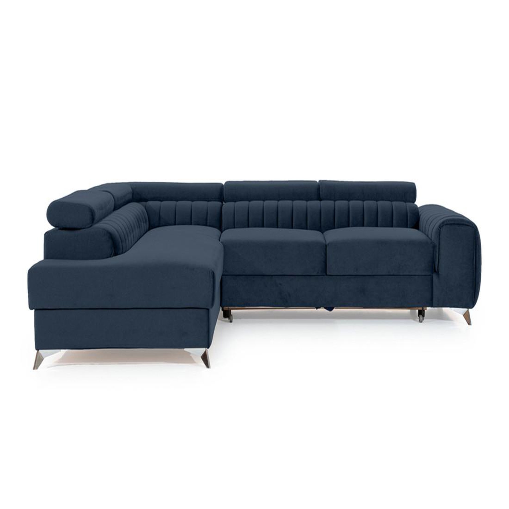 Voir la diapositive 6 : BEST MOBILIER Talisay - canapé d'angle gauche - 5 places - convertible avec coffre - en velours