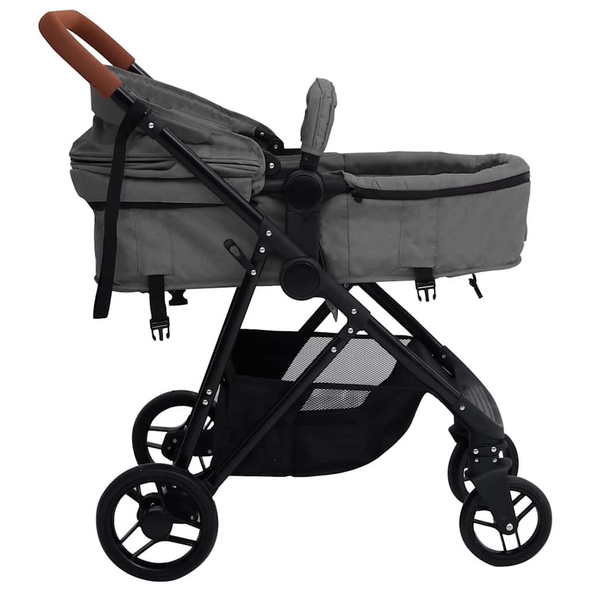 Voir la diapositive 5 : VIDAXL Poussette pour bebe 2-en-1 Gris clair et noir Acier