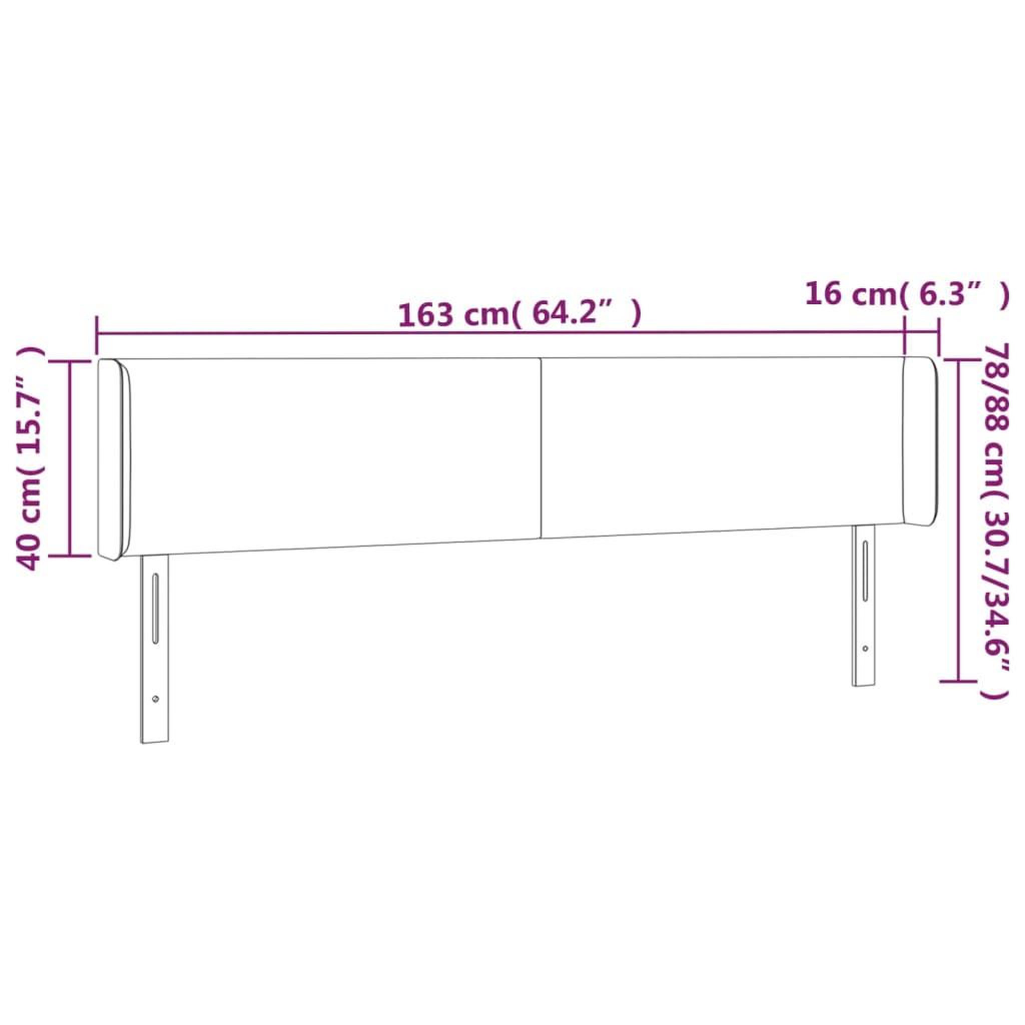 Voir la diapositive 6 : VIDAXL Tete de lit avec oreilles Noir 163x16x78/88 cm Similicuir